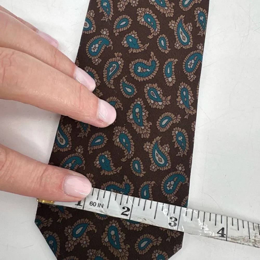 Vintage Gianni‎ Versace Brown Paisley Plaid Silk Mixed Pattern Men’s tie blue